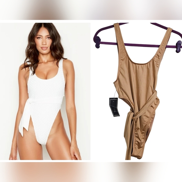 RIS-K SWIMWEAR Sol One Piece High Cut One Piece Swimsuit In Sheen Pampas.S NWT - Picture 1 of 13